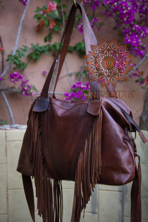brown Fringe western purse, black Leather Fringe purse, Moroccan black Fringed tote bag, black Boho cowgirl bag, black fringr boho crossbody
