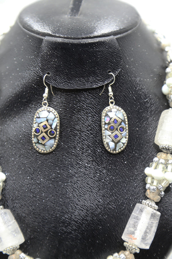 White Crafted  Berber jewelry With Earings