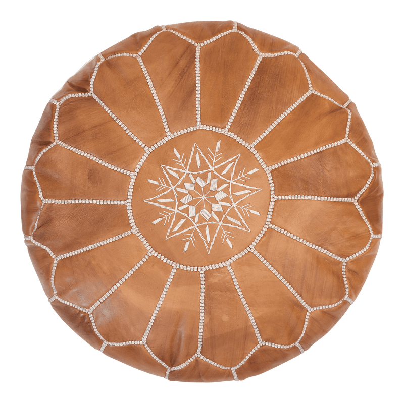 Moroccan Poufs **50% OFF** with White Stitching Leather Pouf Ottoman Pouf Morrocan Leather Pouf Moroccan Pouffe
