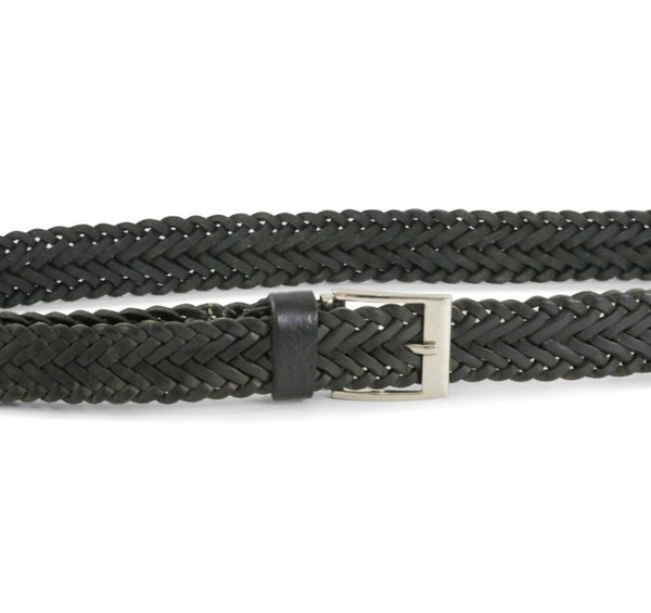 Braided Black leather belt